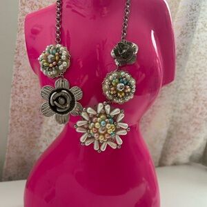 Artisan Floral Statement Necklace | Beaded Boho